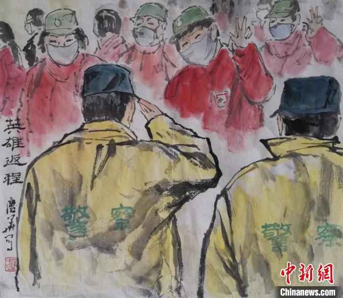  浙江台州“老宅男”：60多天为逆行者“画像”90多幅